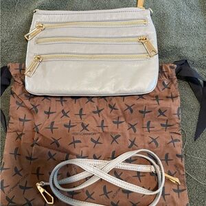 Rebecca Minkoff Gray Crossbody Bag with Gold Accents